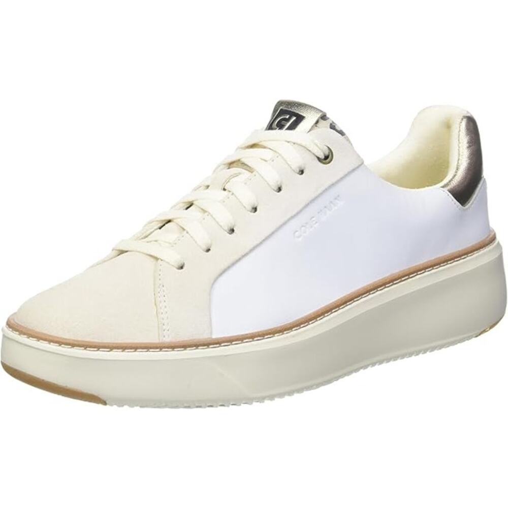 NWT Cole Haan Women's GrandPrø Topspin Sneaker ,White/Leo Print-Size 5.5